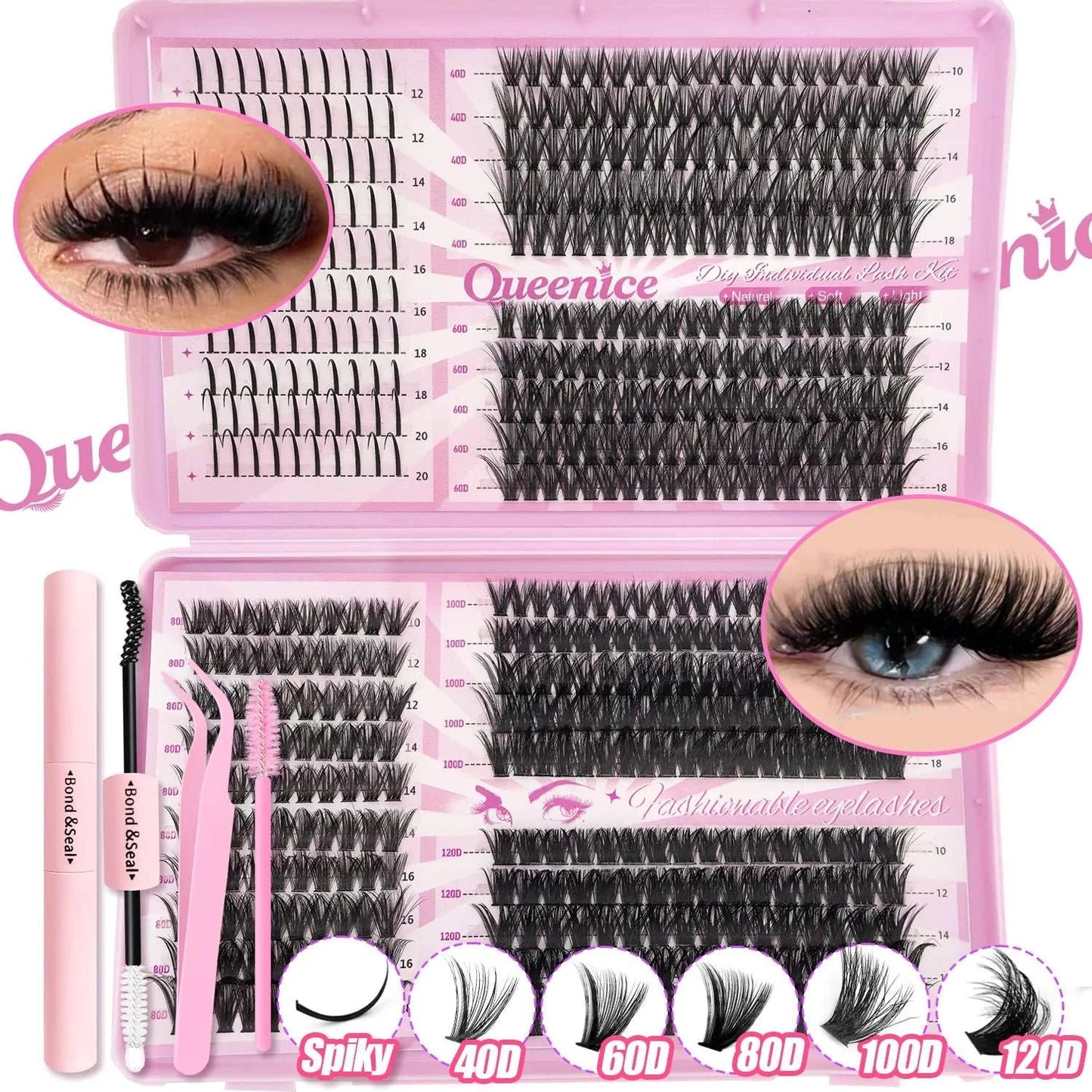 Velisse Hair | DIY Wimper Extension Kit – Cluster Lashes 9–16mm | Bond & Seal | Volume Look
