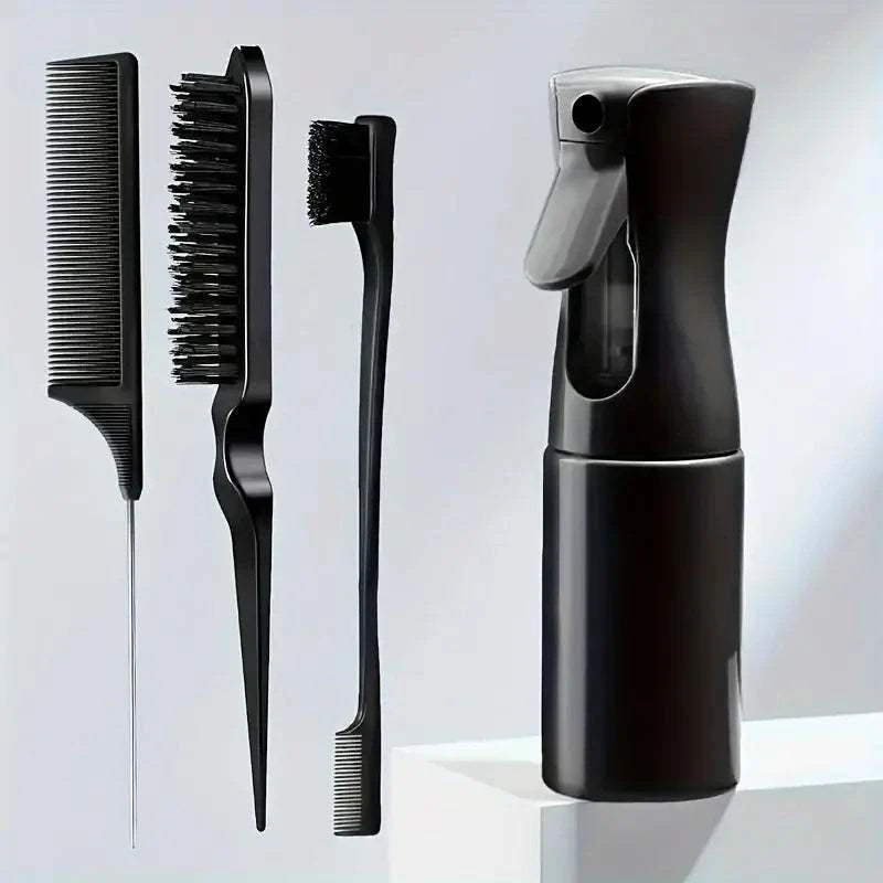 Velisse Hair | Kapper Tools Set – 4-delig | Spuitfles, Rattenstaartkam, Borstel & Edge Comb