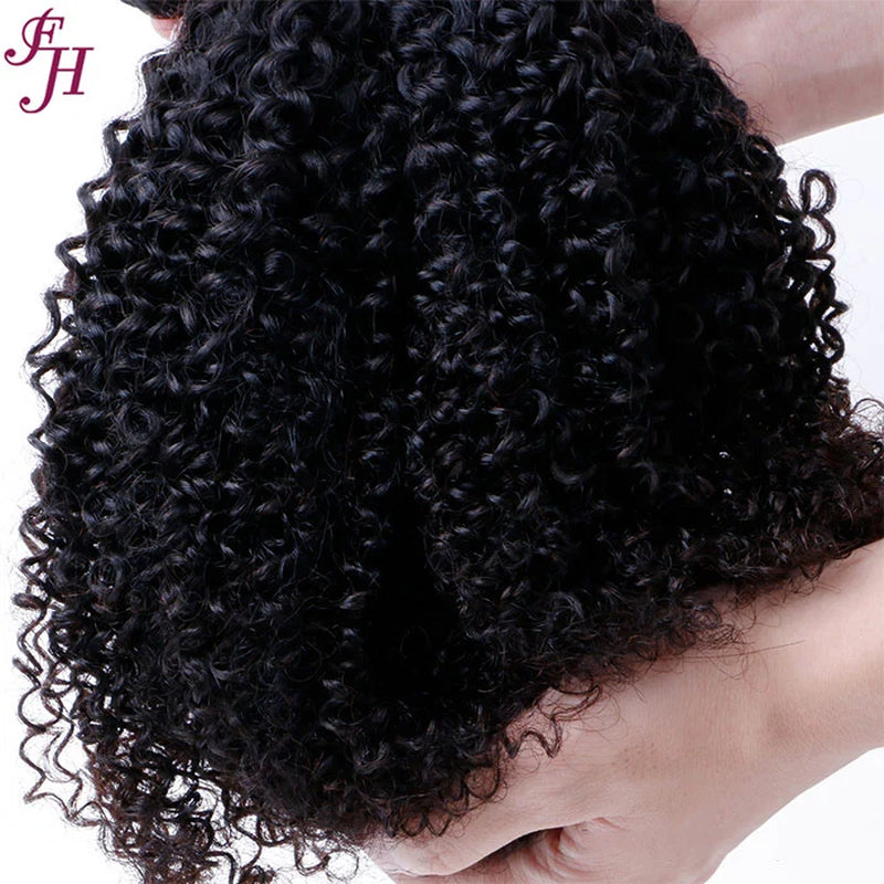 FH 3 Bundles Raw Indian Virgin Kinky Curly Human Hair Bundles