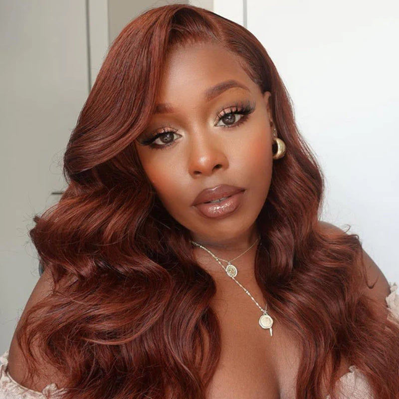 Auburn Wigs Body Wave Colored Wigs 13X4 Lace Front Wigs Reddish Brown 30 Inch HD Transparent Lace Wigs