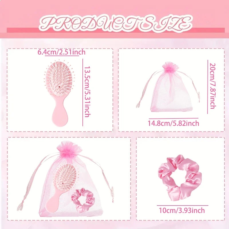 Sleepwear Overnight Party Supplies Set, Including Scalp Massage Comb, Satin Headband, and Gift Bag,Special for Real Hair Wigs