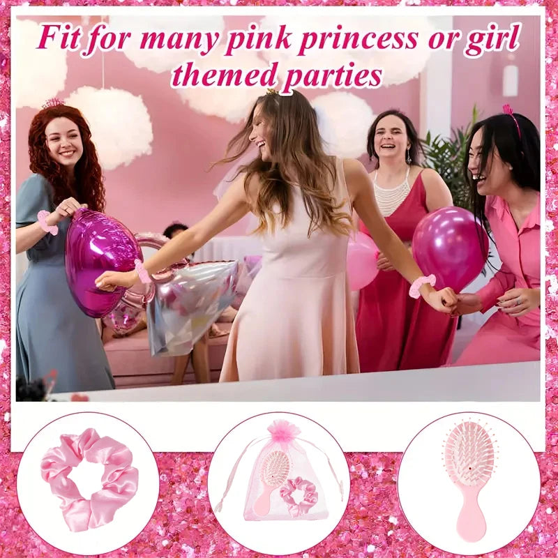 Sleepwear Overnight Party Supplies Set, Including Scalp Massage Comb, Satin Headband, and Gift Bag,Special for Real Hair Wigs