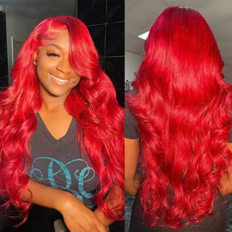 Ishow Red Lace Front Wigs Body Wave Wig 13X4 HD Lace Frontal Wigs Transparent Lace Wigs