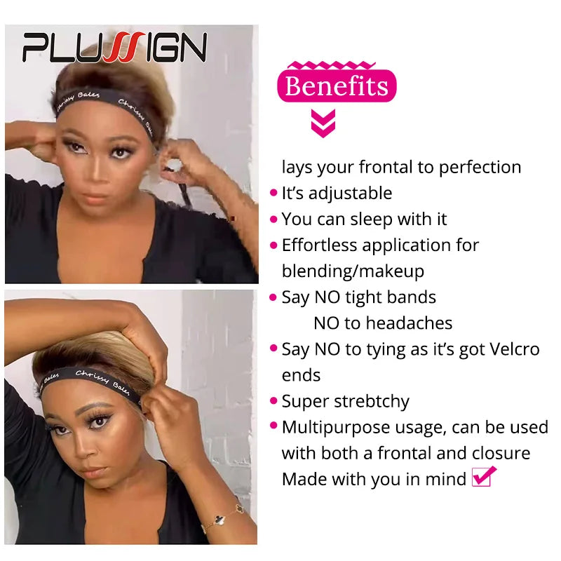 Wig Band for Edges Melt Band for Lace Wigs Adjustable Magic Sticker Edge Slayer Band 2.5-4Cm Width Elastic Band for Hair Edges