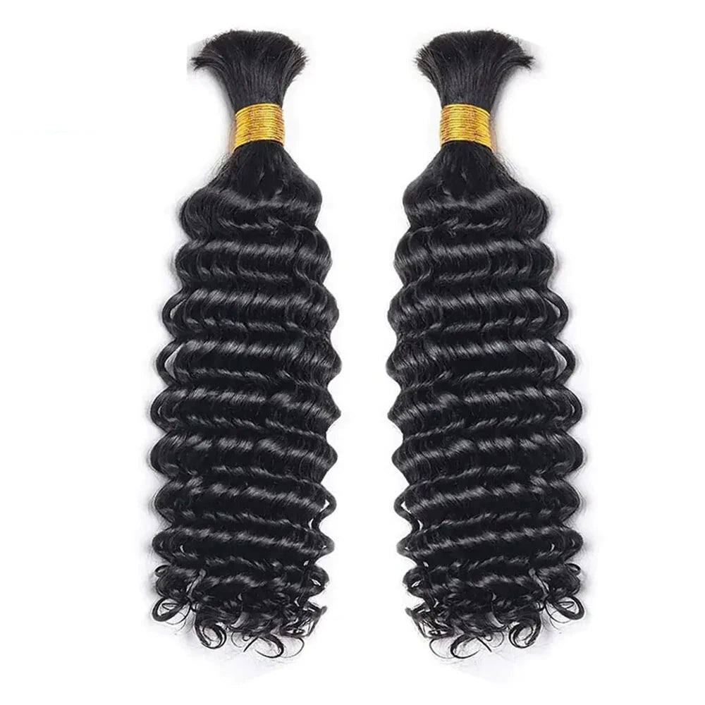 Deep Wave Boho Braids Human Hair Bulk Human Hair Braiding Hair No Weft Human Hair Bundles 100G Bulk Hair Extensions