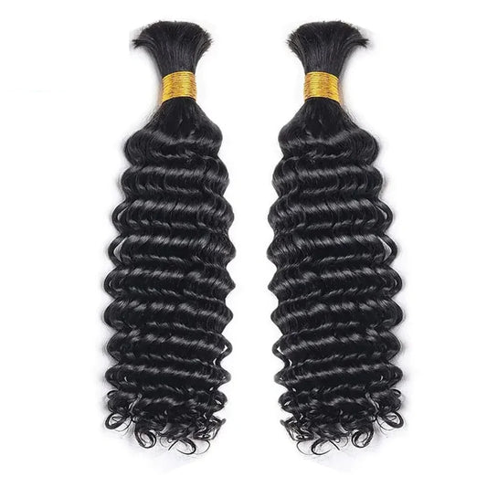 Deep Wave Boho Braids Human Hair Bulk Human Hair Braiding Hair No Weft Human Hair Bundles 100G Bulk Hair Extensions