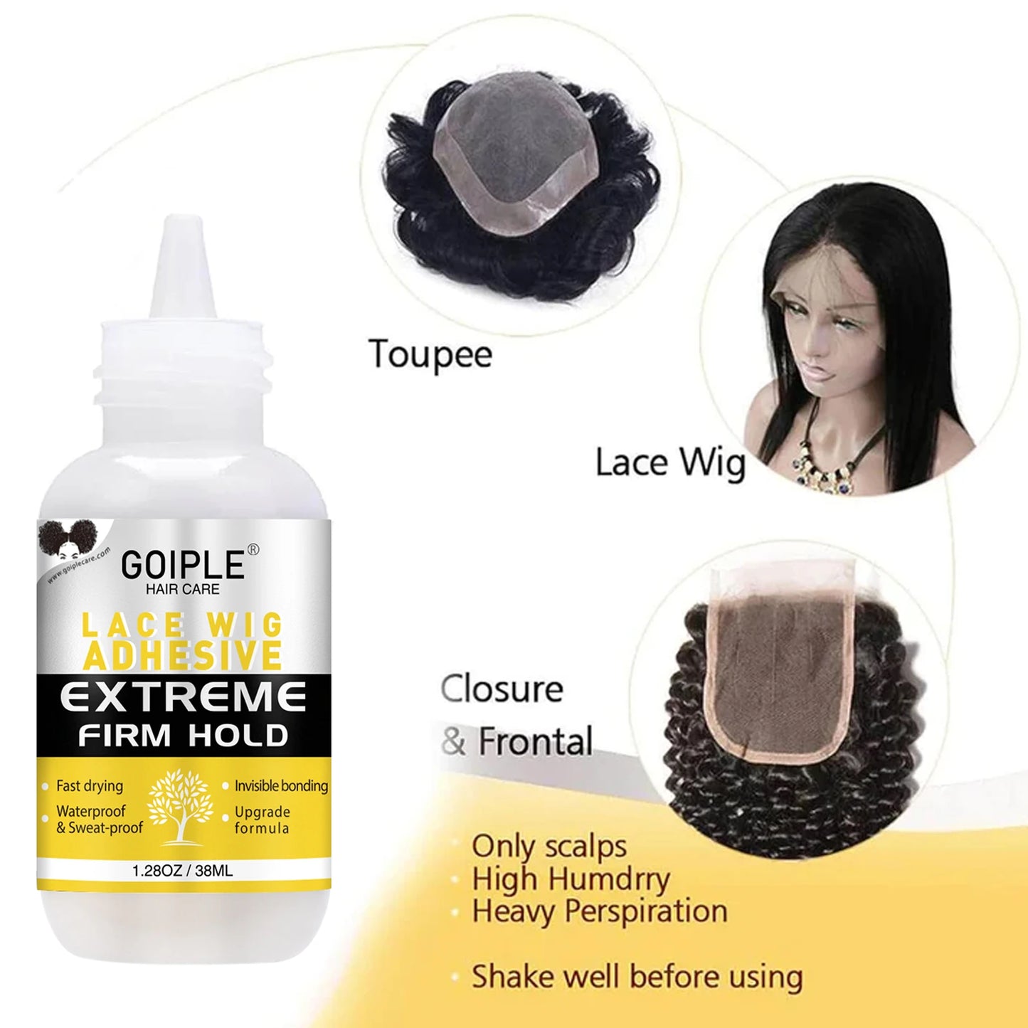 Wig Installation Kit Set Waterproof Lace Glue with Edge Control Gel Hair Wax Stick Hair Banding Glue Wig Supplies Tools