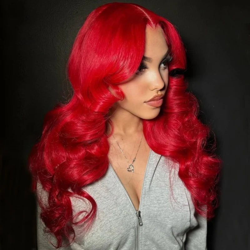 Ishow Red Lace Front Wigs Body Wave Wig 13X4 HD Lace Frontal Wigs Transparent Lace Wigs