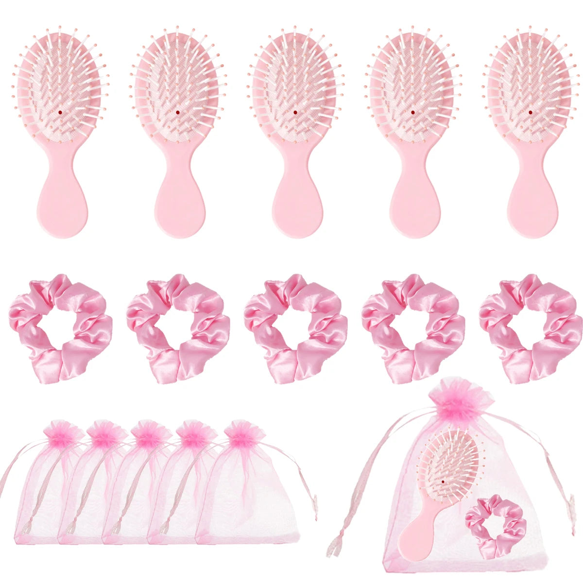 Sleepwear Overnight Party Supplies Set, Including Scalp Massage Comb, Satin Headband, and Gift Bag,Special for Real Hair Wigs