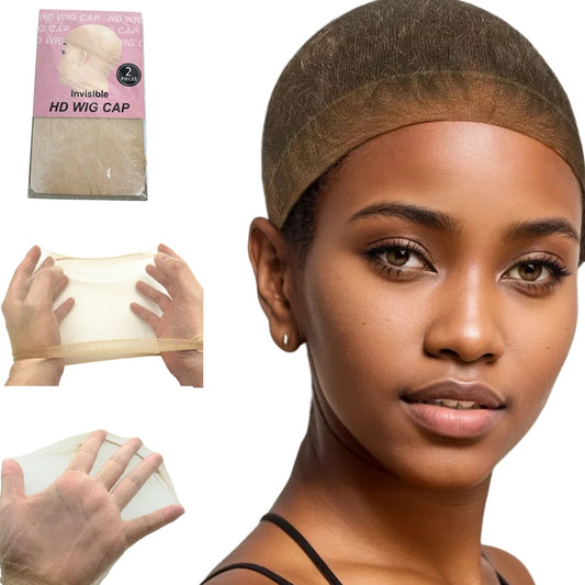 2/10/24Pieces Ultra-Thin HD Sheer Wig Caps for Women Invisible Stocking Bald Cap Lace Front Wig Accessories