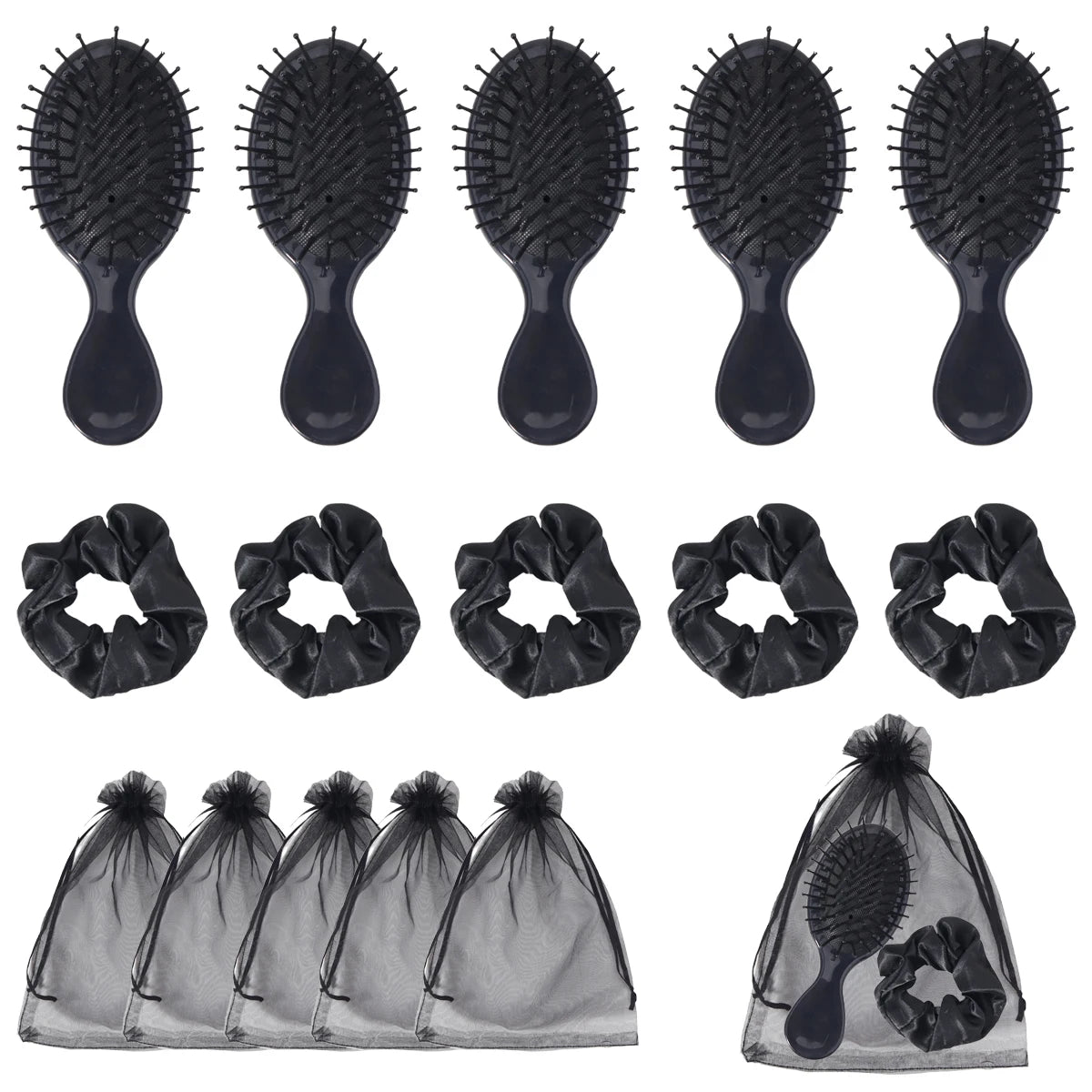 Sleepwear Overnight Party Supplies Set, Including Scalp Massage Comb, Satin Headband, and Gift Bag,Special for Real Hair Wigs