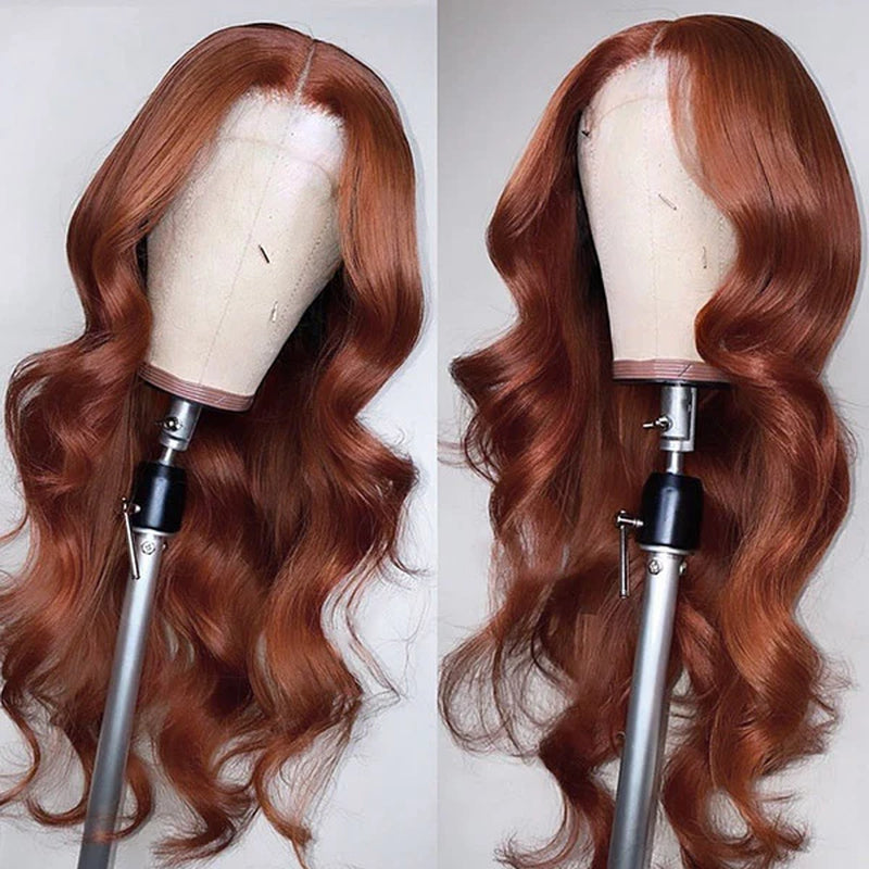 Auburn Wigs Body Wave Colored Wigs 13X4 Lace Front Wigs Reddish Brown 30 Inch HD Transparent Lace Wigs