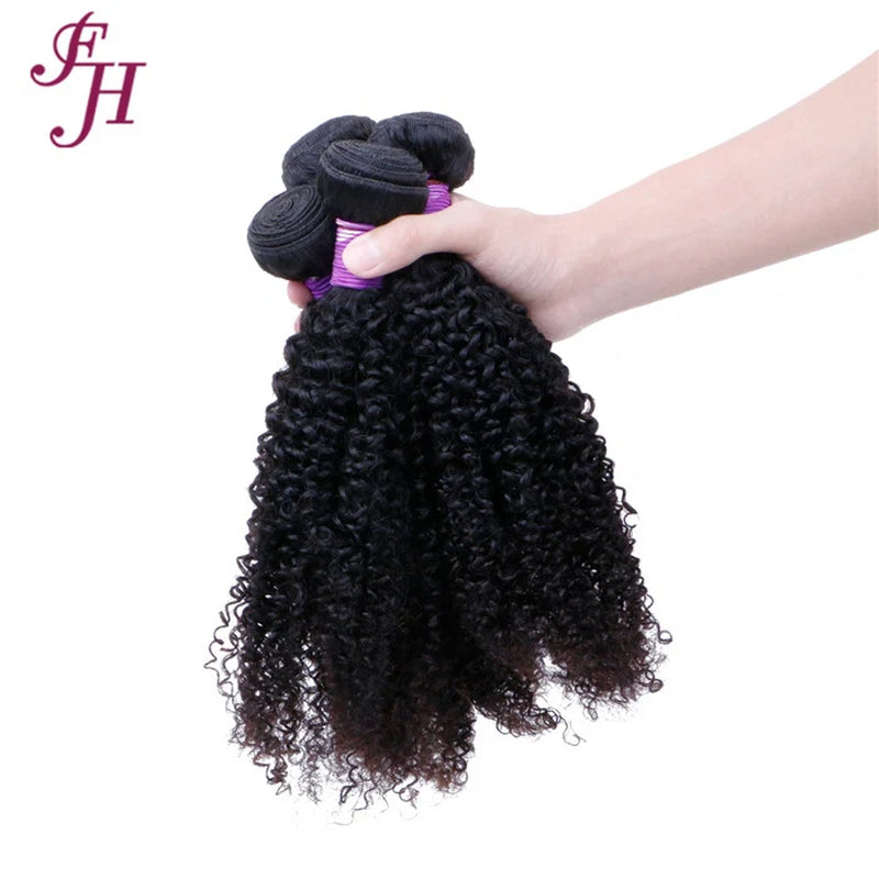 FH 3 Bundles Raw Indian Virgin Kinky Curly Human Hair Bundles