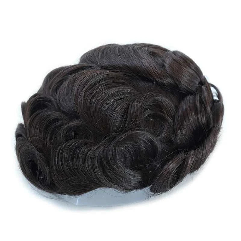 ISKIN Men Toupee Human Hair Full PU 0.12cm Men's Capillary Prosthesis With Knots Indian Remy Hair System Unit Natural Hair Wigs