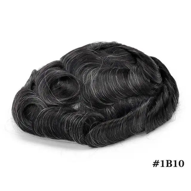 ISKIN Men Toupee Human Hair Full PU 0.12cm Men's Capillary Prosthesis With Knots Indian Remy Hair System Unit Natural Hair Wigs