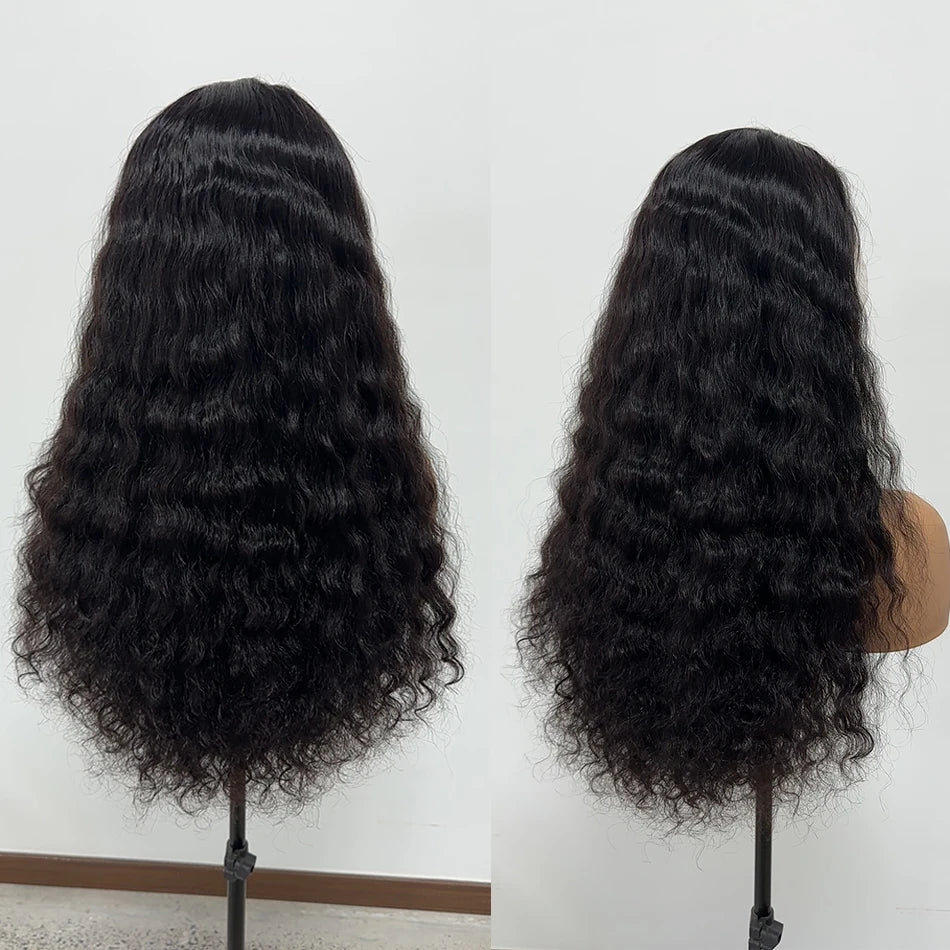 100% Human Hair Wet And Wavy HD Lace Frontal Wigs 250 Density Pull And Go Deep Curly Wave 13x4 HD Lace Frontal Drawstring Wigs