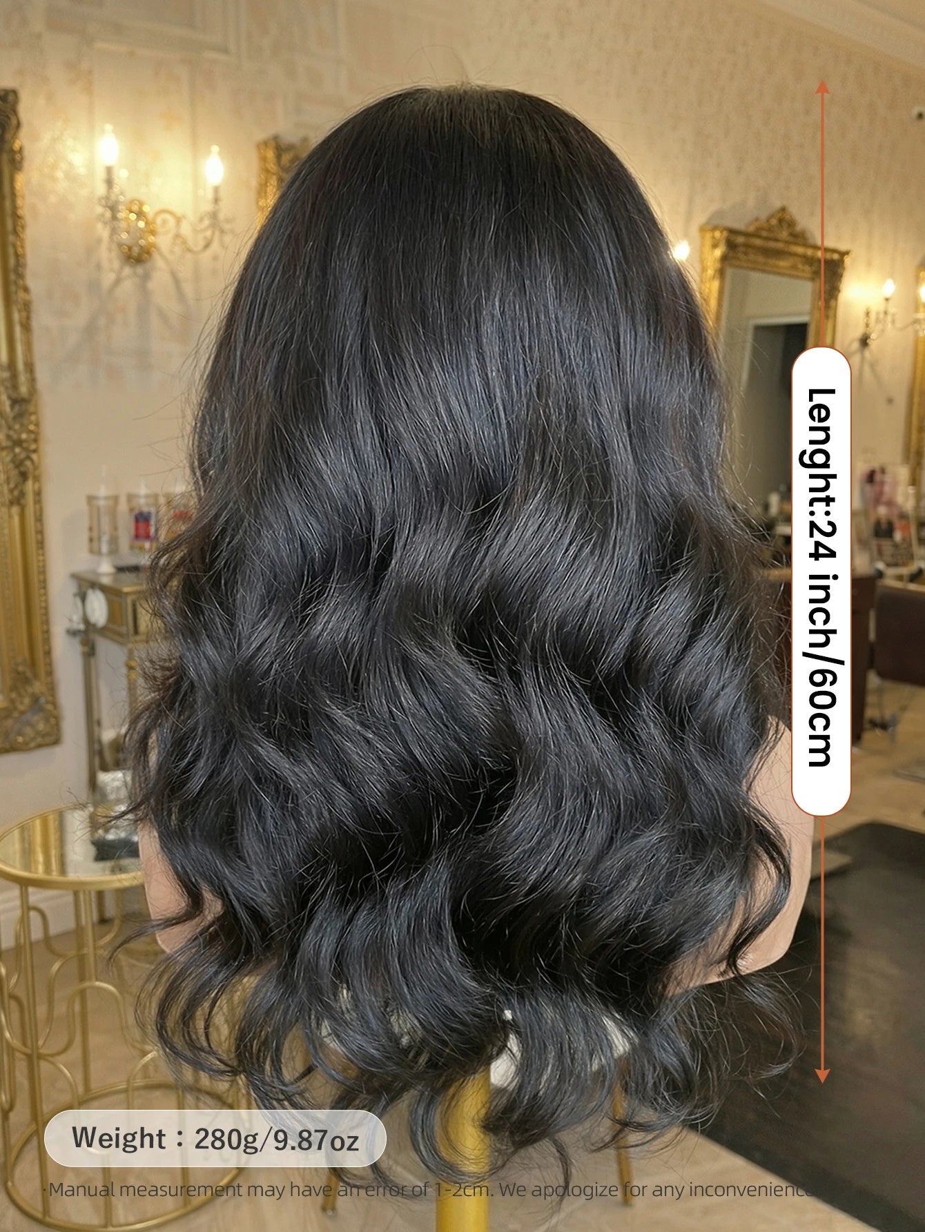 Lace Front Wig Blended Human Hair Synthetic Mix Natural Black Long  Hairpieces For Black Women Beginner Friendly Daily Wear
