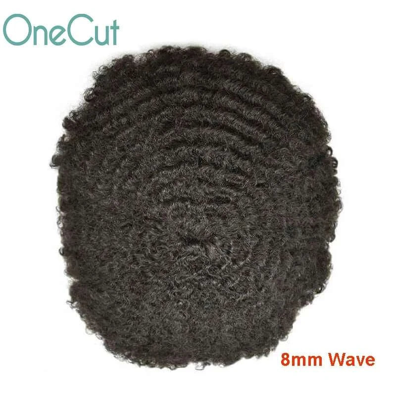 Injection SKIN Full PU 4mm-25mm Afro Curl With Knot Men Toupee Human Hair System Unit Male Hair Capillary Prosthesis Wig For Man