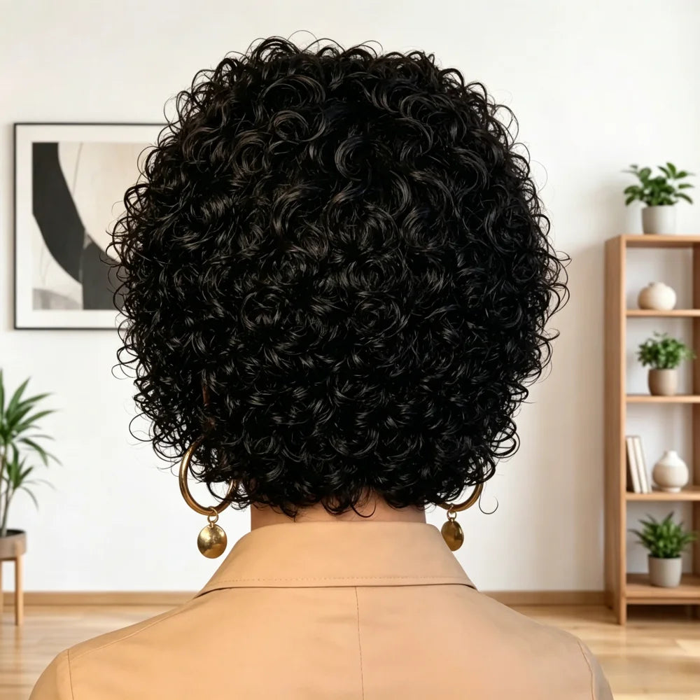 Velisse Hair | Korte Curly Pruik – 13x1 HD Lace Front | 180% Dichtheid | 100% Mensenhaar