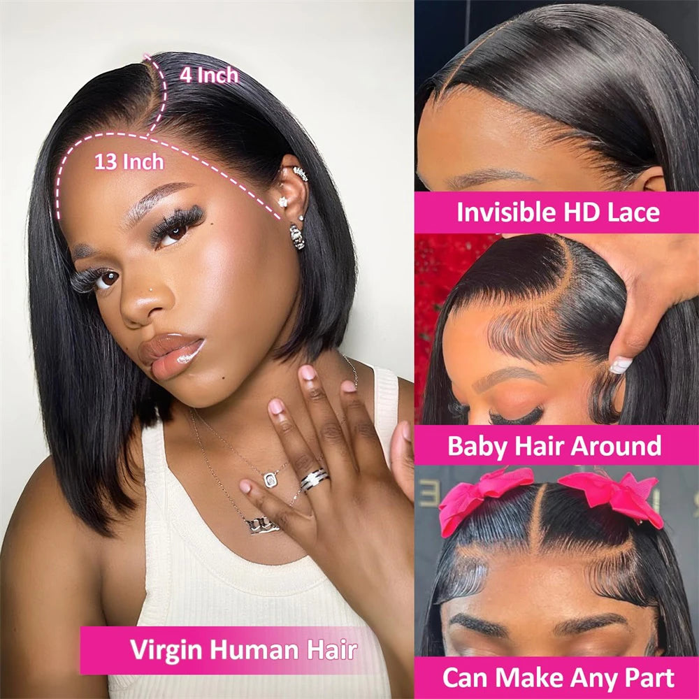 Velisse Hair | Straight Bob Pruik – HD 13x4 Lace Front | Glueless Pre-Cut | 100% Mensenhaar