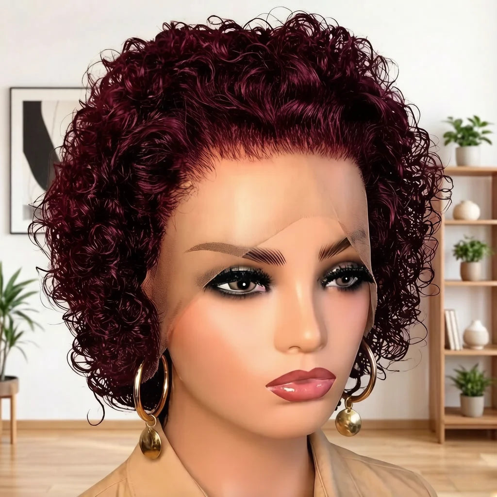 Velisse Hair | Korte Curly Pruik – 13x1 HD Lace Front | 180% Dichtheid | 100% Mensenhaar