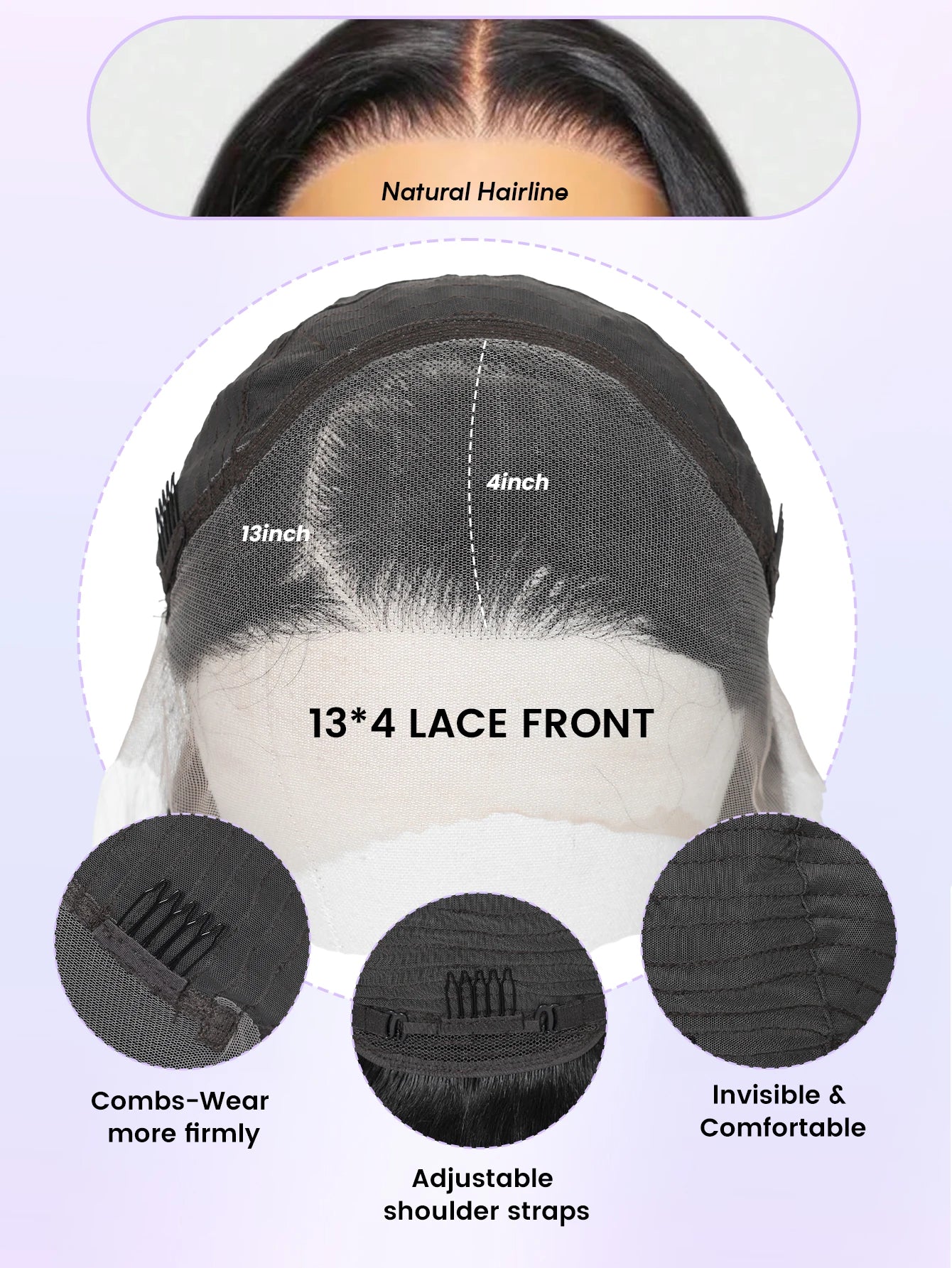 Lace Front Wig Blended Human Hair Synthetic Mix Natural Black Long  Hairpieces For Black Women Beginner Friendly Daily Wear