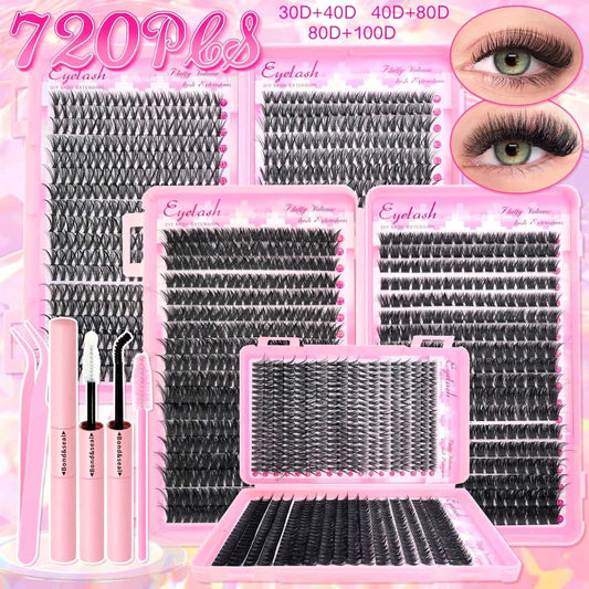 Velisse Hair DIY Lash Extension Kit with cluster lashes 9-16mm and bond & seal for a wispy natural look