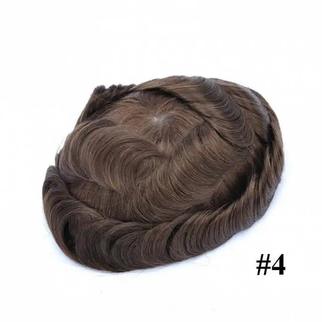 ISKIN Men Toupee Human Hair Full PU 0.12cm Men's Capillary Prosthesis With Knots Indian Remy Hair System Unit Natural Hair Wigs
