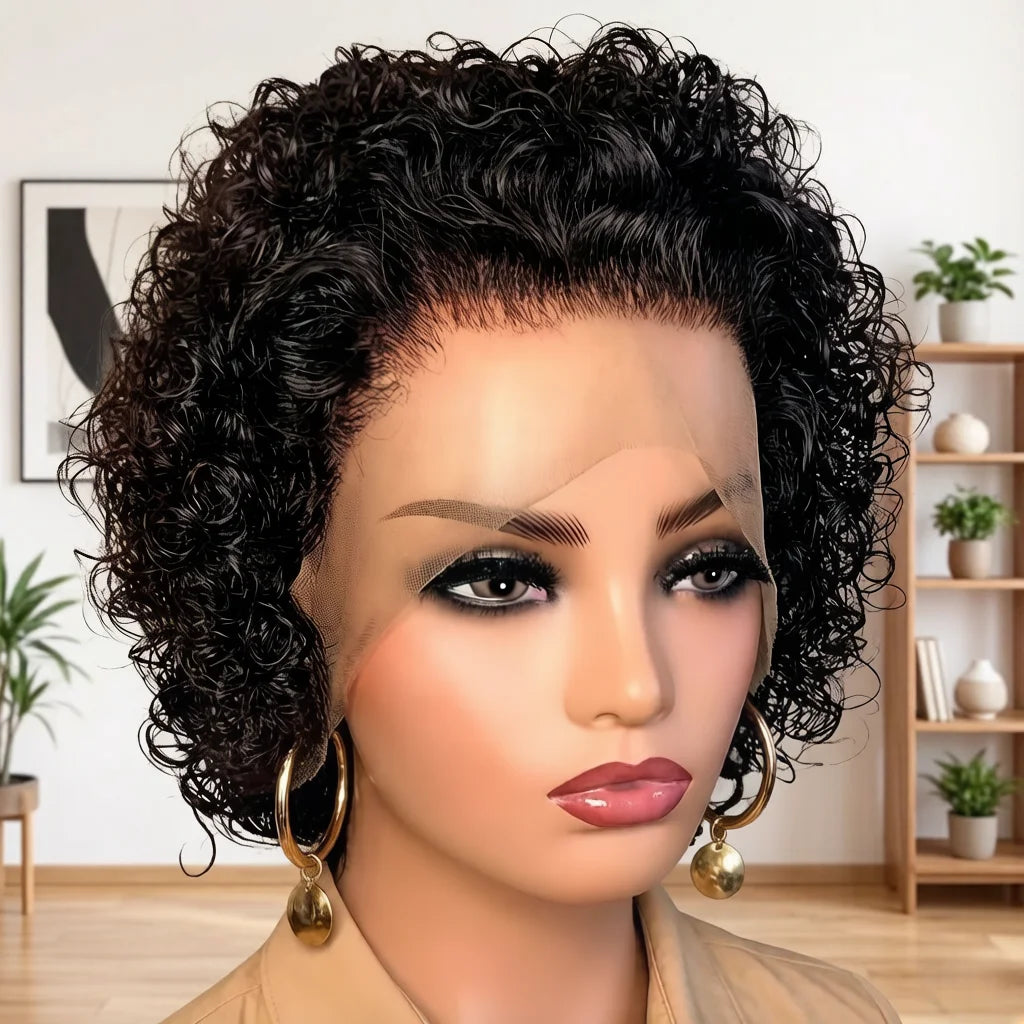 Velisse Hair | Korte Curly Pruik – 13x1 HD Lace Front | 180% Dichtheid | 100% Mensenhaar
