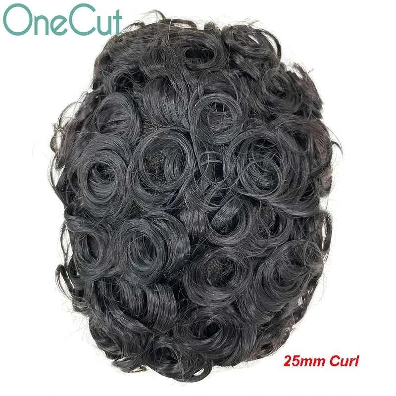 Injection SKIN Full PU 4mm-25mm Afro Curl With Knot Men Toupee Human Hair System Unit Male Hair Capillary Prosthesis Wig For Man