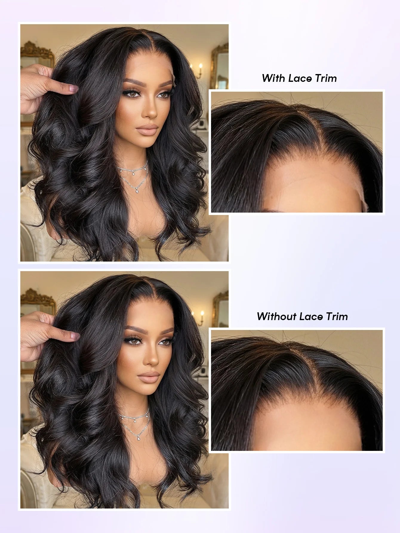 Lace Front Wig Blended Human Hair Synthetic Mix Natural Black Long  Hairpieces For Black Women Beginner Friendly Daily Wear