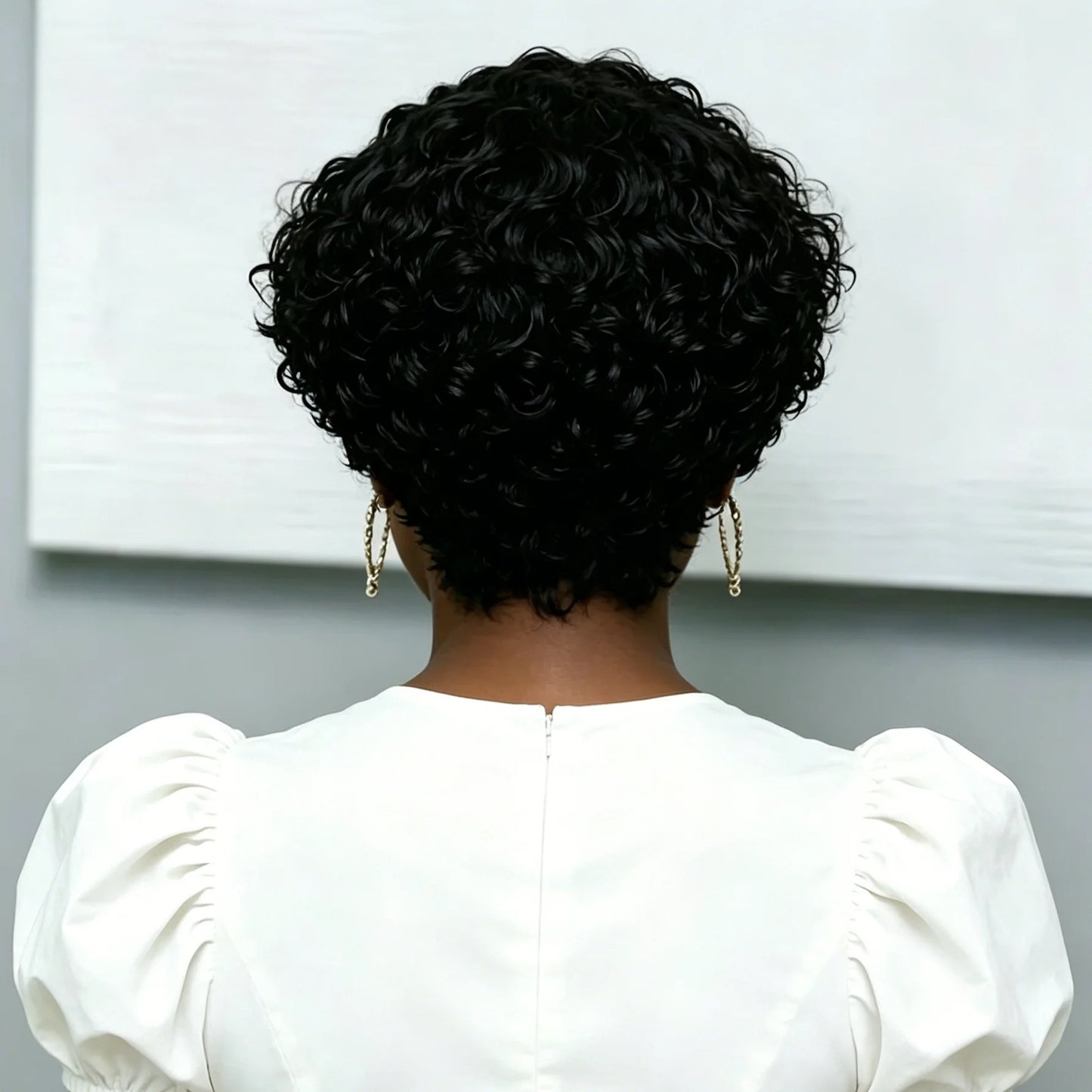 13x4x1 Lace Frontal Human Hair Wig Slide Part Pixie Cut Short Kinky Curly Female Hairpiece for Quick Ship
