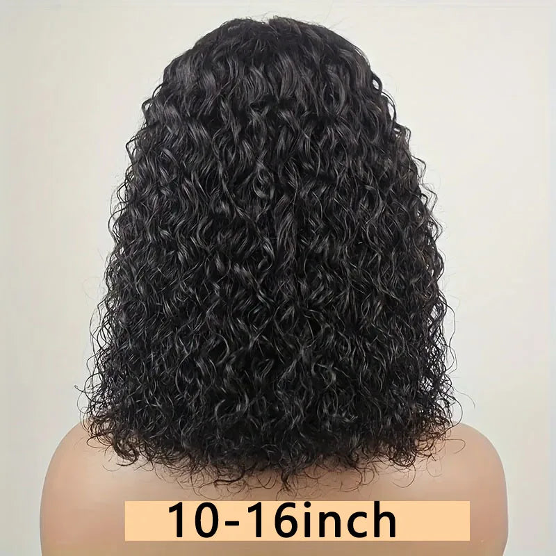 13X4 Lace Front Wig, Real Human Hair, 150% Density, Glue-Free, Ready-To-Wear, Deep Wave/Curly Bob, Versatile and Suitable for Multiple Occasions