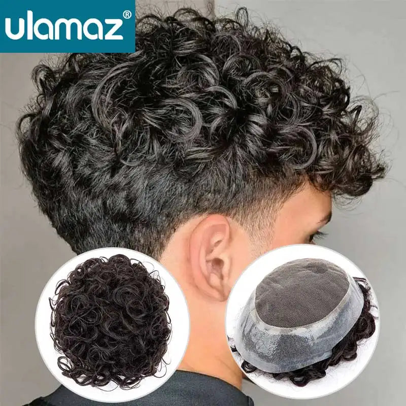 Velisse Hair | Heren Pruik – Curly Lace Toupee | 100% Mensenhaar | Natuurlijke Haarlijn