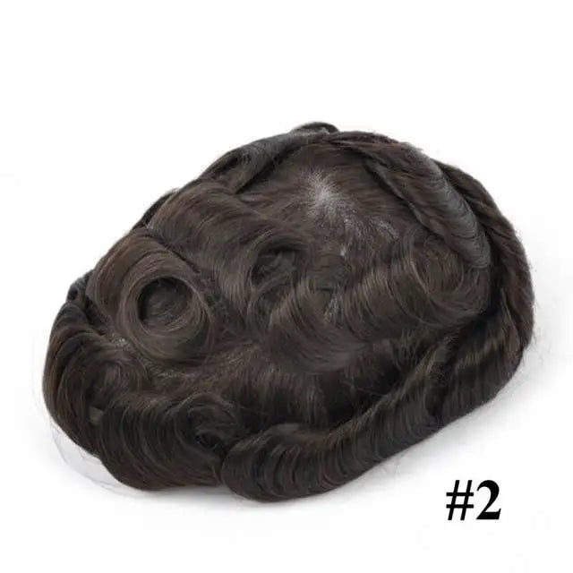 ISKIN Men Toupee Human Hair Full PU 0.12cm Men's Capillary Prosthesis With Knots Indian Remy Hair System Unit Natural Hair Wigs