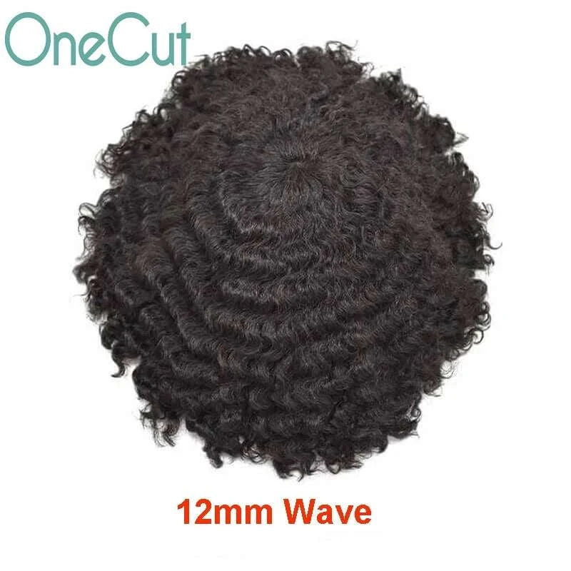 Injection SKIN Full PU 4mm-25mm Afro Curl With Knot Men Toupee Human Hair System Unit Male Hair Capillary Prosthesis Wig For Man