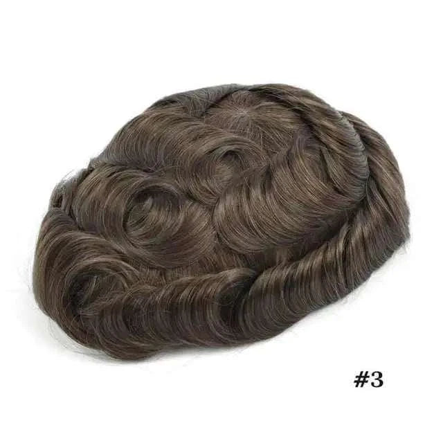 ISKIN Men Toupee Human Hair Full PU 0.12cm Men's Capillary Prosthesis With Knots Indian Remy Hair System Unit Natural Hair Wigs