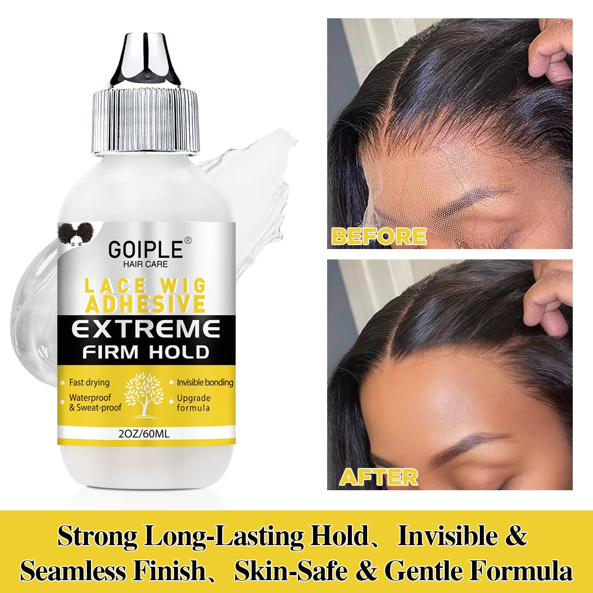 6PCS Wig Install Kit with Lace Glue and Melting Spray Scalp-Like Melt Set Strong Hold Lace Bond for Frontal Wigs