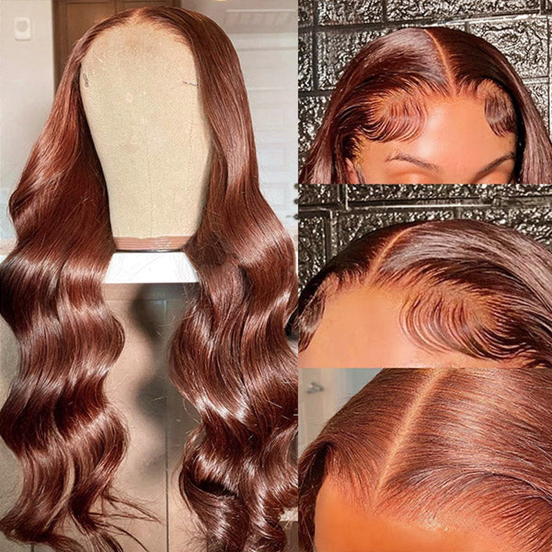 Auburn Wigs Body Wave Colored Wigs 13X4 Lace Front Wigs Reddish Brown 30 Inch HD Transparent Lace Wigs