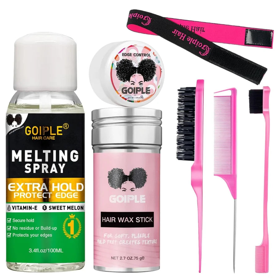 6PCS Wig Install Kit with Lace Glue and Melting Spray Scalp-Like Melt Set Strong Hold Lace Bond for Frontal Wigs