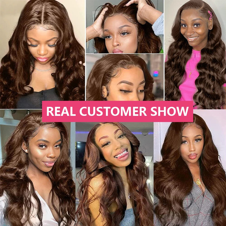 Chocolate Brown Lace Front Wigs Body Wave Brazilian Glueless 30 Inch HD 13X6 Virgin Lace Frontal Wig Raw Human Hair Wigs on Sale
