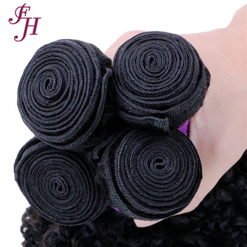 FH 3 Bundles Raw Indian Virgin Kinky Curly Human Hair Bundles