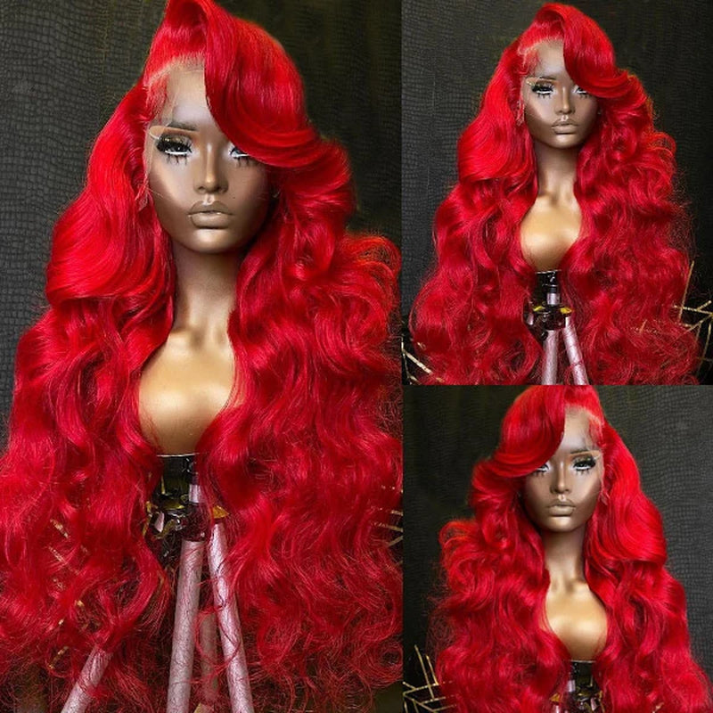 Ishow Red Lace Front Wigs Body Wave Wig 13X4 HD Lace Frontal Wigs Transparent Lace Wigs