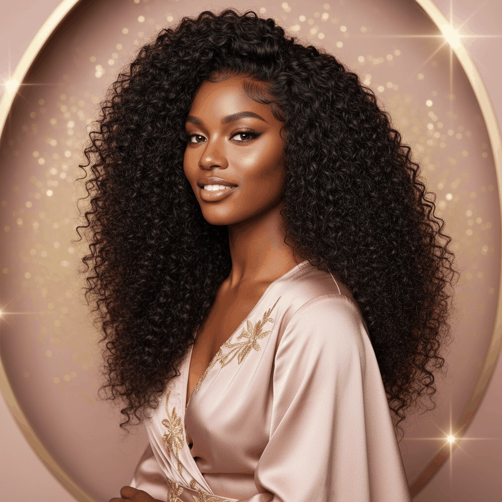 Velisse Hair 13x4 Afro Kinky Curly lace front wig with 100% human hair and glueless design
