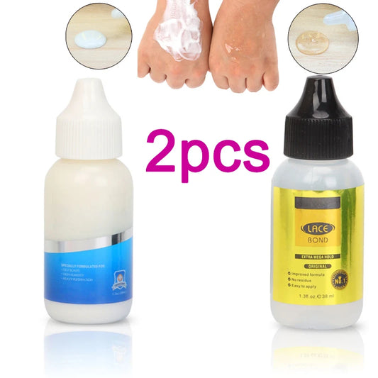 Clear Wig Glue Lace Glue No Residue 2Pcs Strong Hold Lace Wig Glue Quick Dry Adhesives Gel Para Cabello Easy to Use Hair Glue