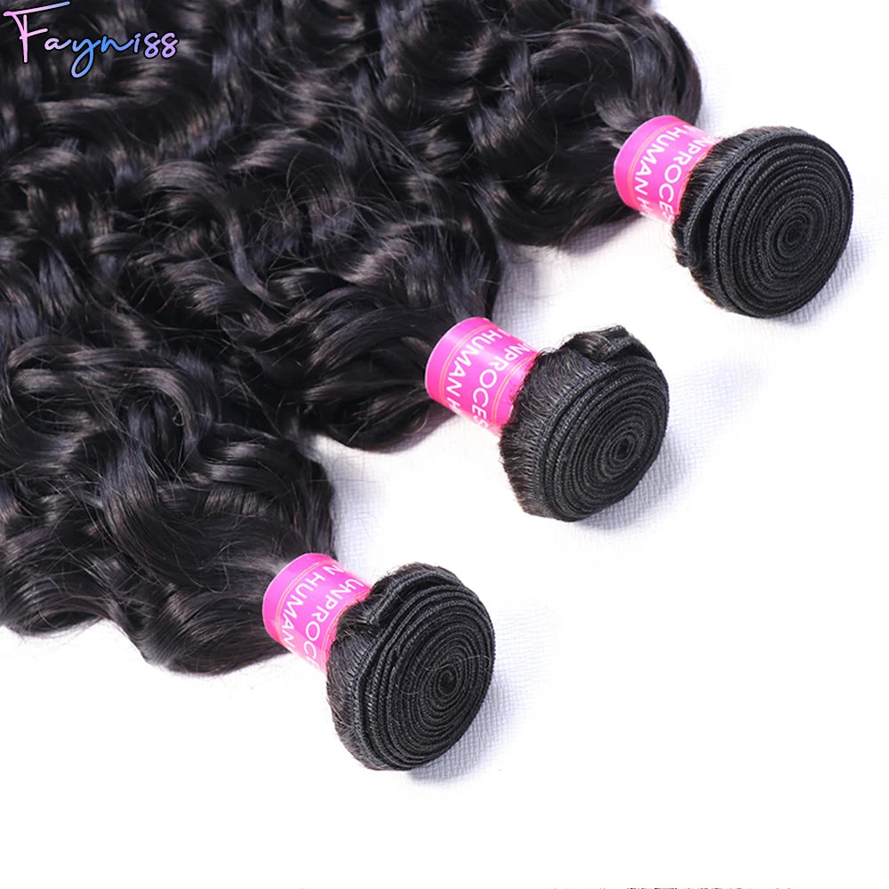 Water Wave Human Hair Bundles 100% Unprocessed Brazilian 3 Bundles Water Wave Curly Wave Bundles Human Hair Extension