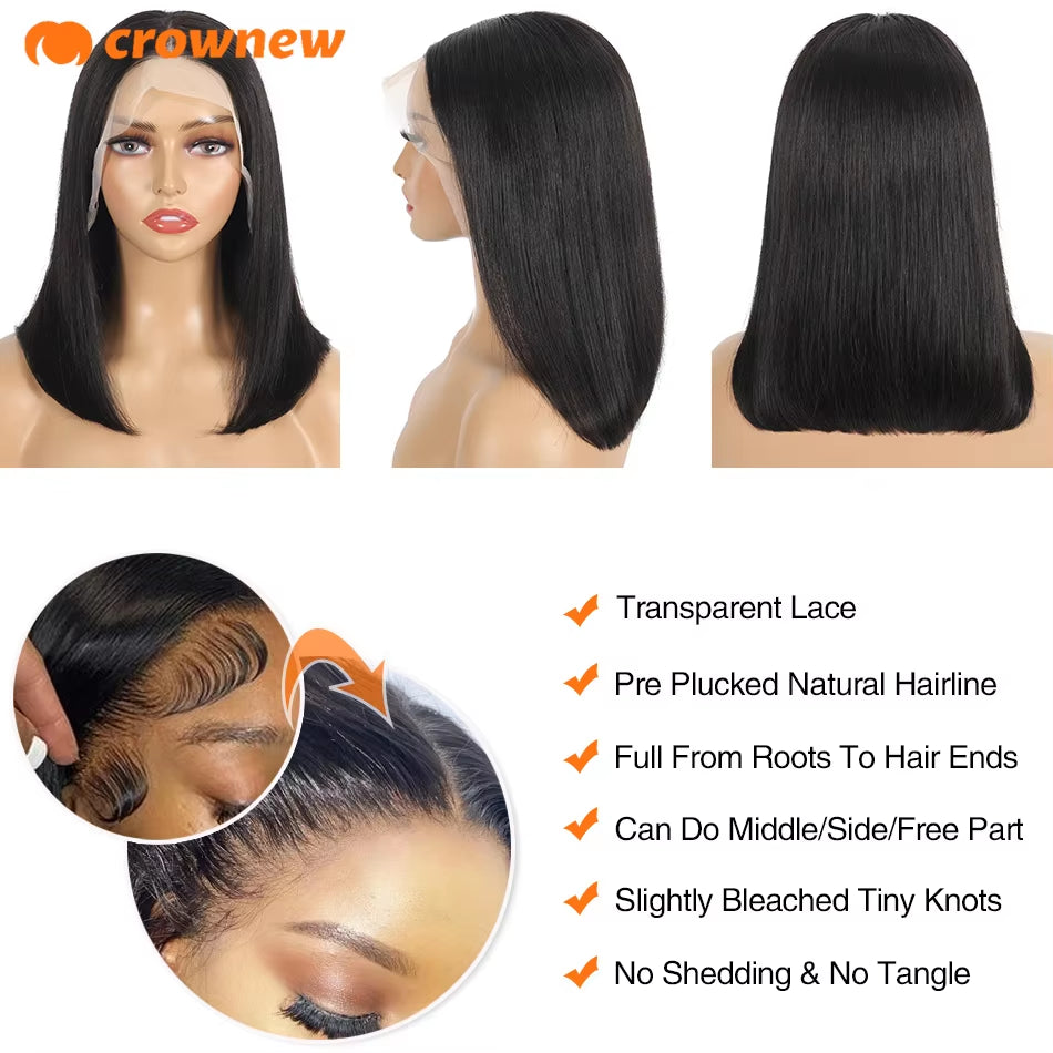 Bob Wig Human Hair 100% Human Hair Wigs 13X4 Hd Transparent Lace Front Wigs Human Hair Straight Lace Frontal Bob Wigs Cheap Wigs
